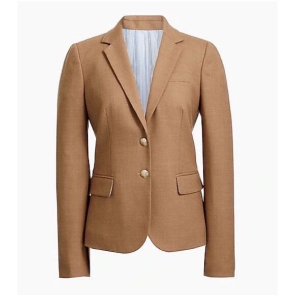 EUC! J. Crew Wool Tan Camel Schoolboy Blazer - Size 0 - Picture 2 of 12